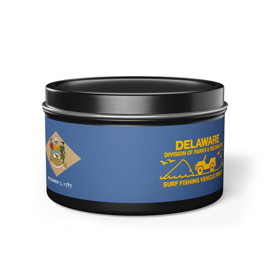 Delaware State Flag Tin Candle β Coastal Surf & Sand Scent