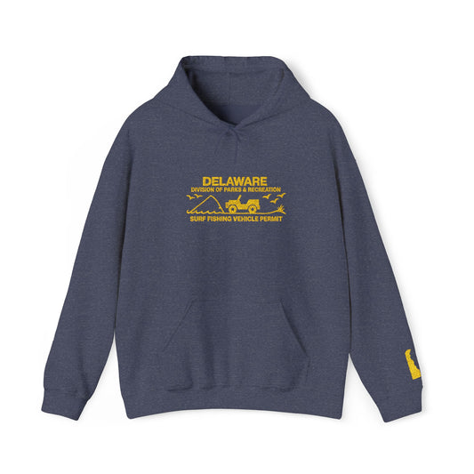 Embroidered Delaware Beach Vibes Hoodie β Retro βDelawareβ Surf Graphic