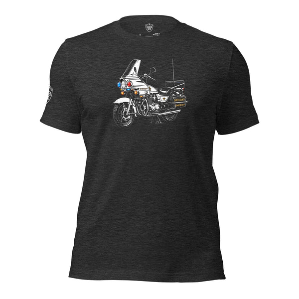 80s highway patrol motor cop t-shirt front black heather