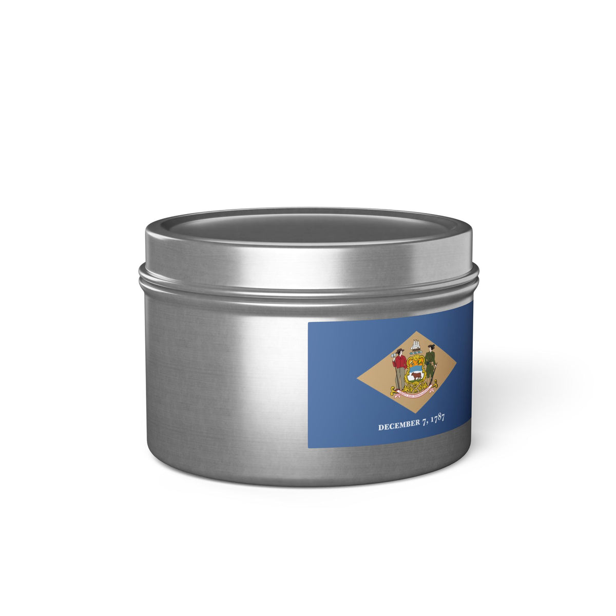Delaware State Flag Tin Candle – Coastal Surf & Sand Scent
