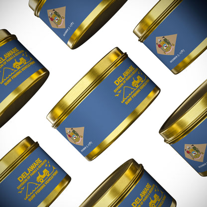 Delaware State Flag Tin Candle – Coastal Surf & Sand Scent