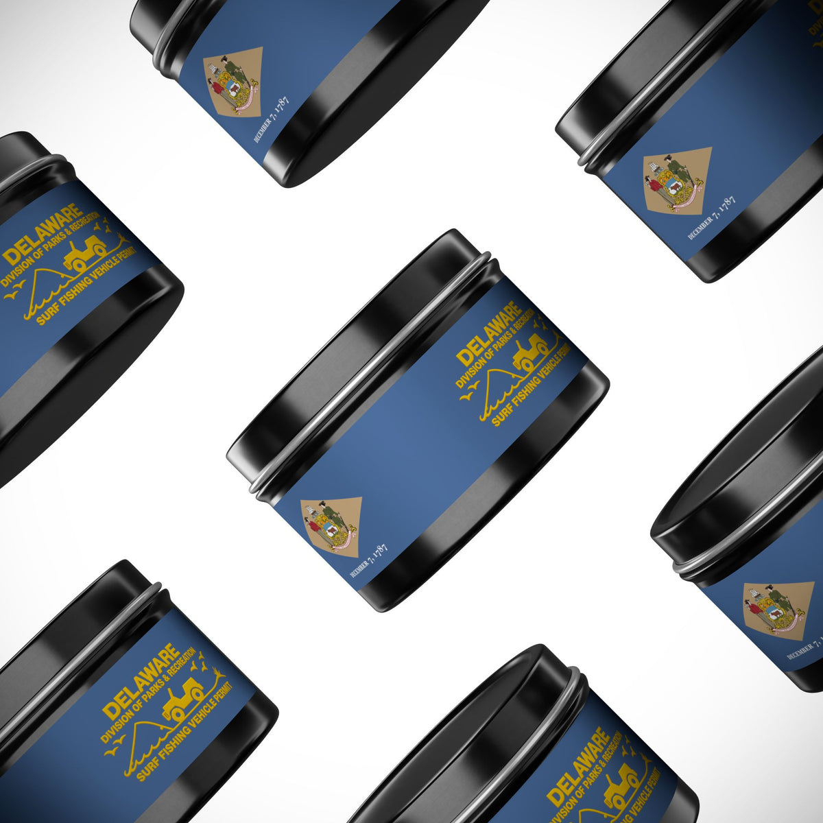 Delaware State Flag Tin Candle – Coastal Surf & Sand Scent