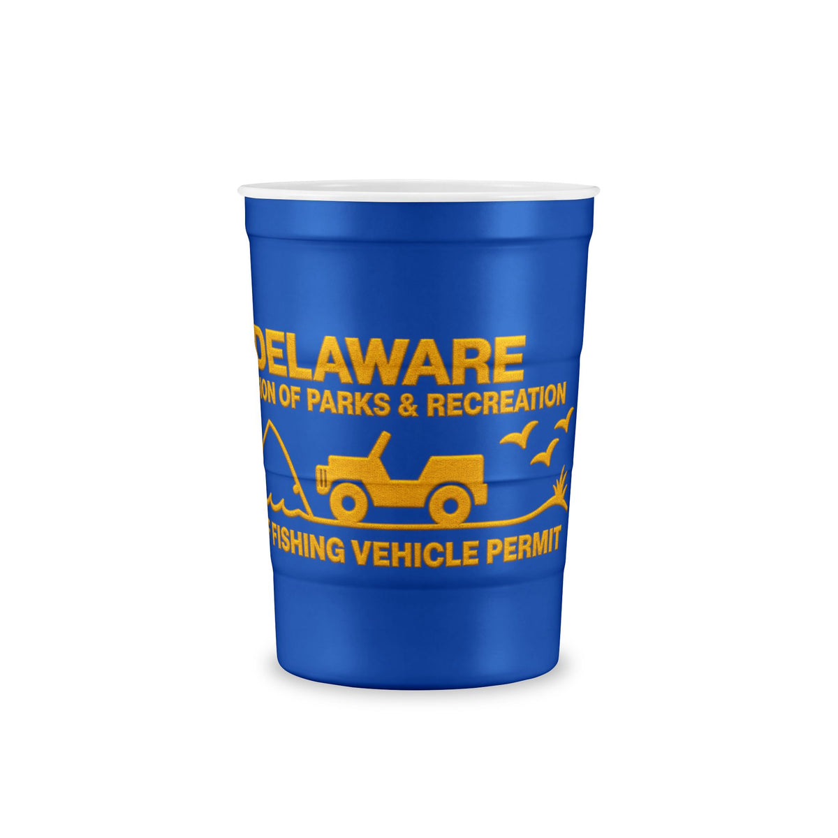 Blue Surf Fishing Steel Cup — Delaware Recreation Permit Design State Flag