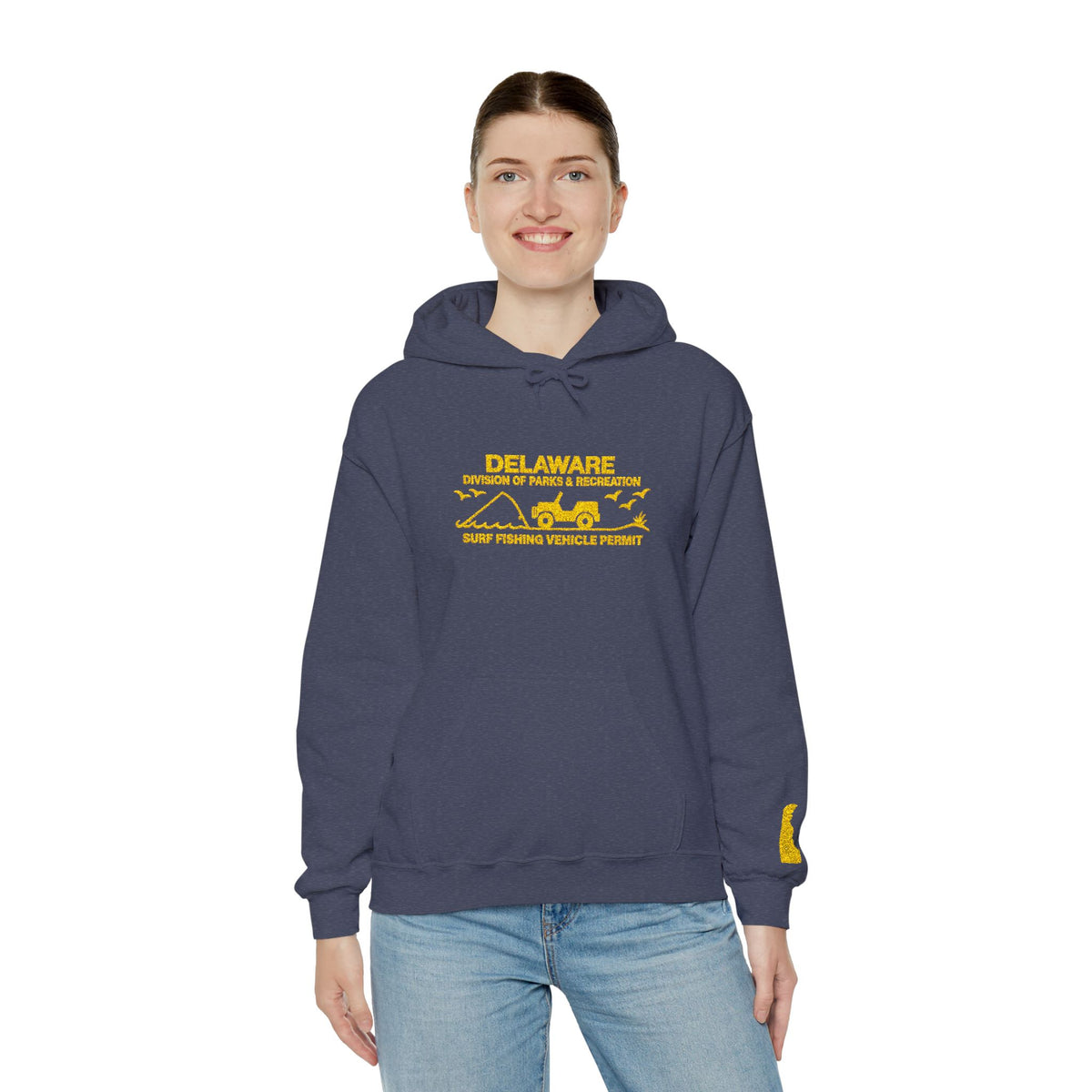 Embroidered Delaware Beach Vibes Hoodie – Retro ‘Delaware’ Surf Graphic