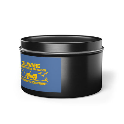 Delaware State Flag Tin Candle – Coastal Surf & Sand Scent