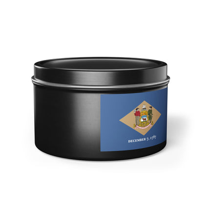 Delaware State Flag Tin Candle – Coastal Surf & Sand Scent