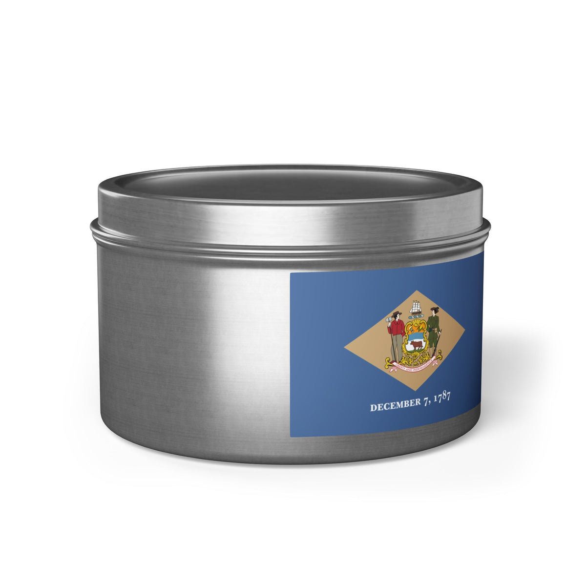 Delaware State Flag Tin Candle – Coastal Surf & Sand Scent