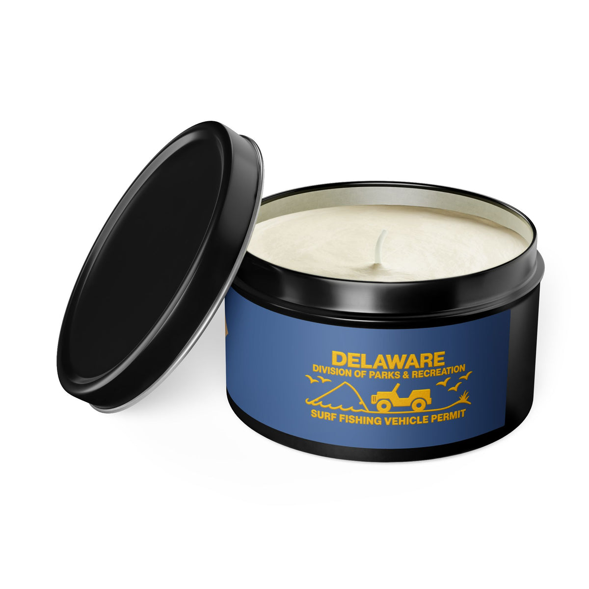 Delaware State Flag Tin Candle – Coastal Surf & Sand Scent