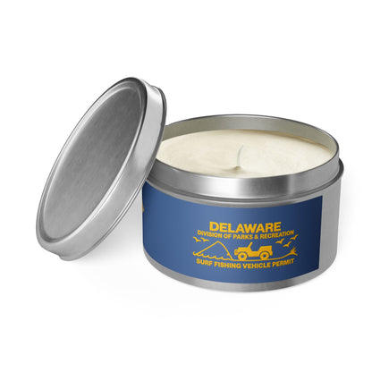 Delaware State Flag Tin Candle – Coastal Surf & Sand Scent