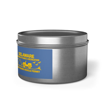 Delaware State Flag Tin Candle – Coastal Surf & Sand Scent