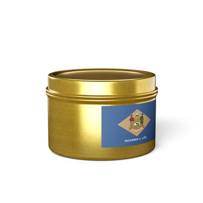 Delaware State Flag Tin Candle – Coastal Surf & Sand Scent