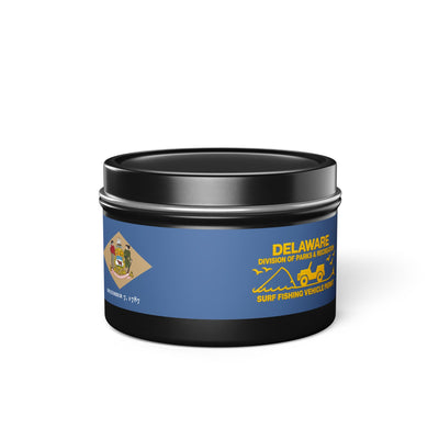 Delaware State Flag Tin Candle – Coastal Surf & Sand Scent