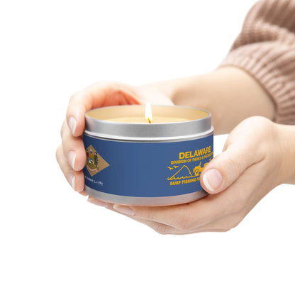 Delaware State Flag Tin Candle – Coastal Surf & Sand Scent
