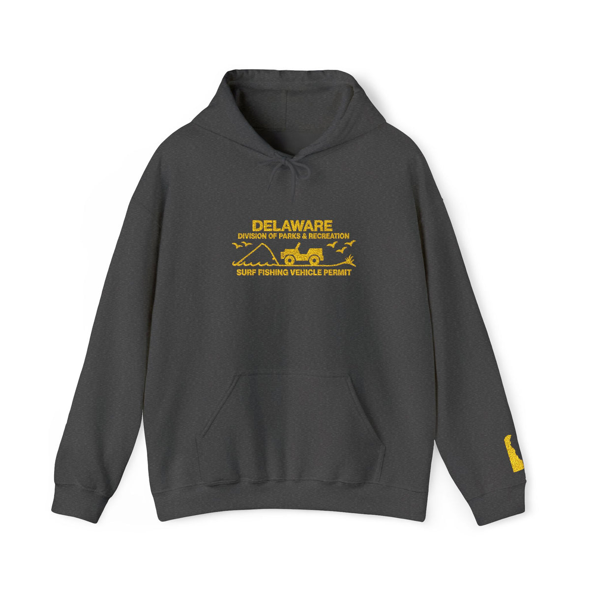 Embroidered Delaware Beach Vibes Hoodie – Retro ‘Delaware’ Surf Graphic