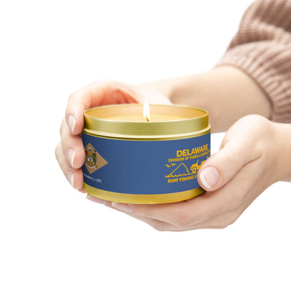 Delaware State Flag Tin Candle – Coastal Surf & Sand Scent