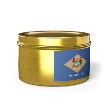 Delaware State Flag Tin Candle – Coastal Surf & Sand Scent