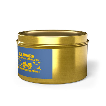 Delaware State Flag Tin Candle – Coastal Surf & Sand Scent
