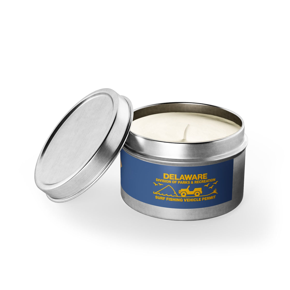 Delaware State Flag Tin Candle – Coastal Surf & Sand Scent