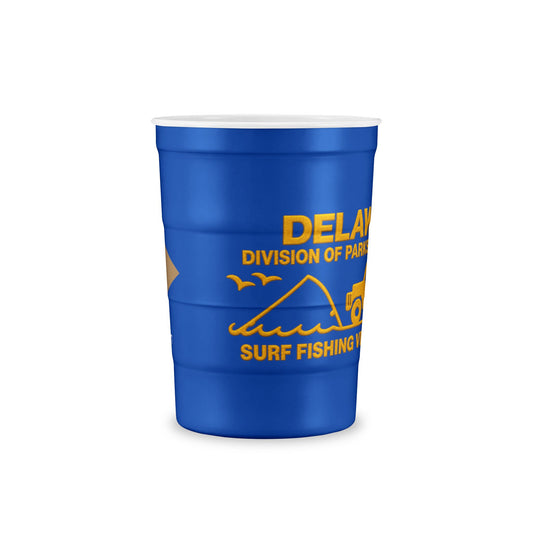 Blue Surf Fishing Steel Cup — Delaware Recreation Permit Design State Flag