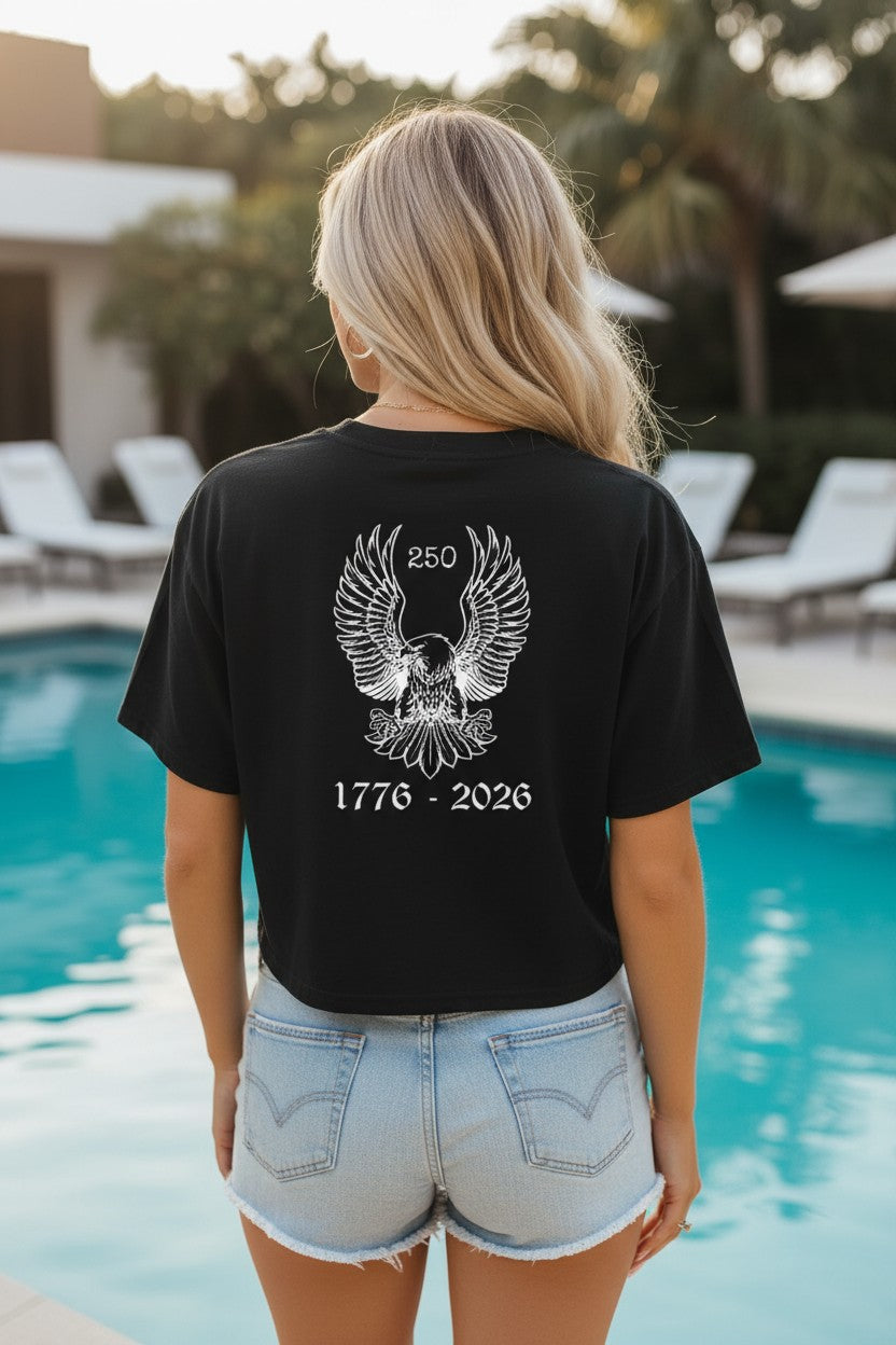 USA 250th Anniversary Embroidered Logo Women’s crop top