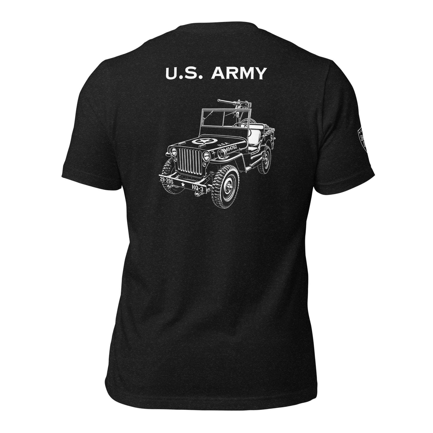 WWII Willys jeep US Army t-shirt front black heather