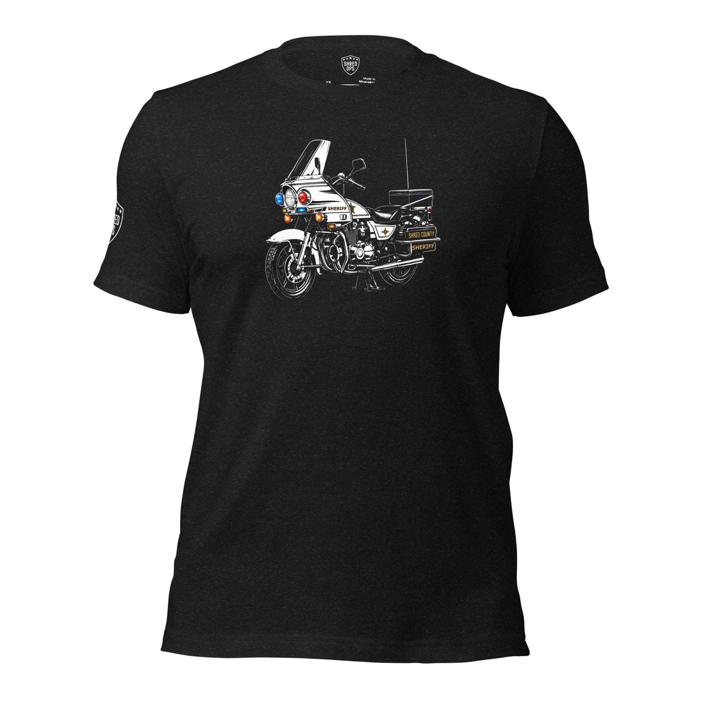 80s highway patrol motor cop t-shirt front black heather