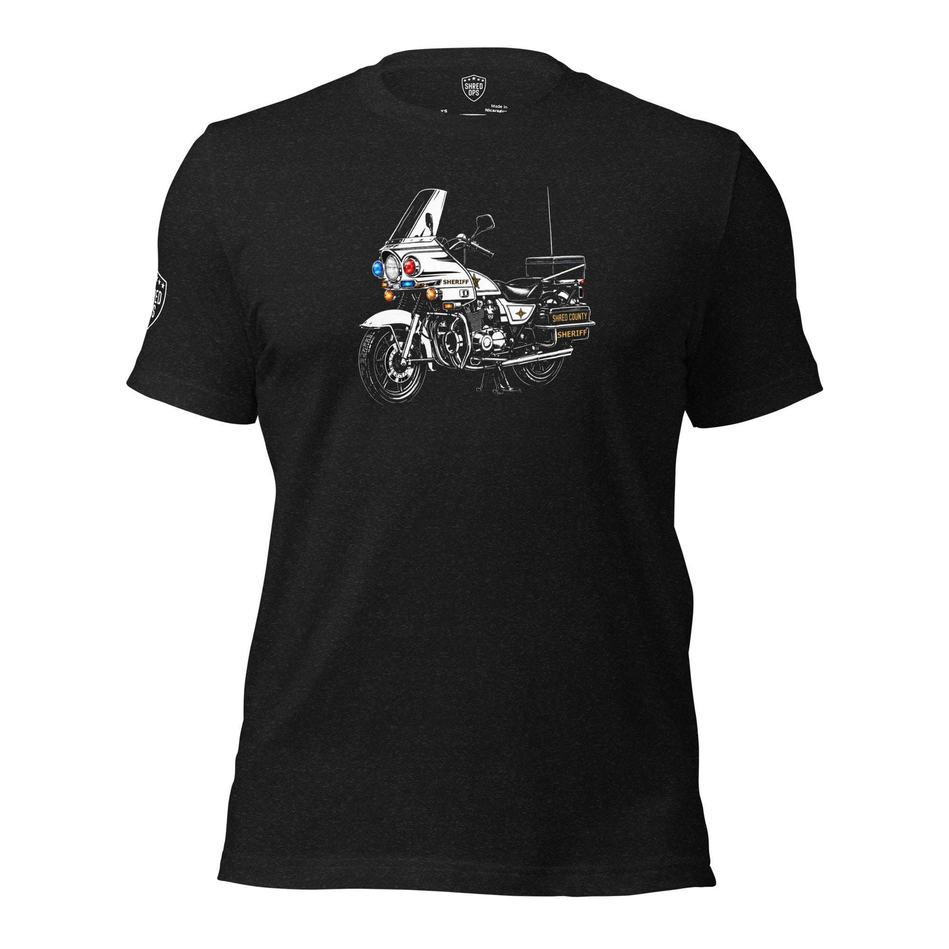 80s highway patrol motor cop t-shirt front black heather