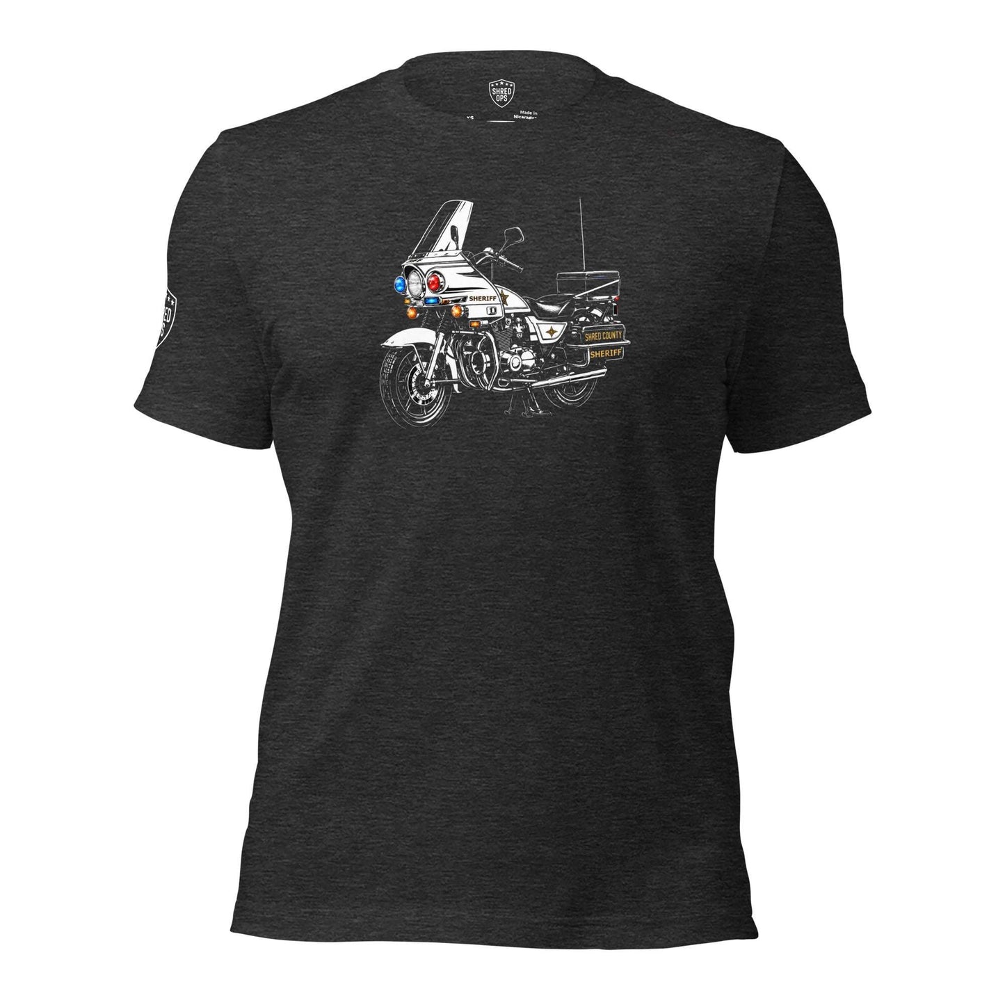 80s highway patrol motor cop t-shirt front black heather