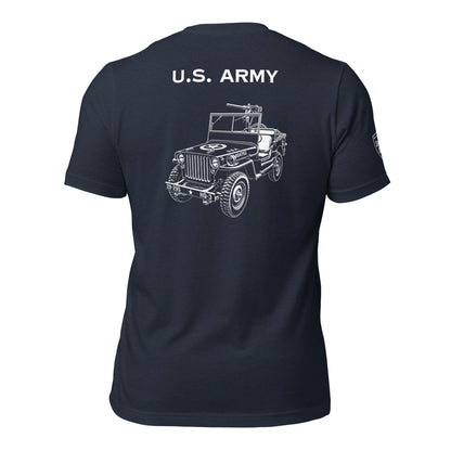 WWII Willys jeep US Army t-shirt front black heather